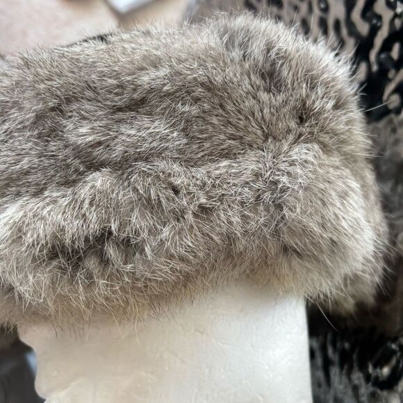REAL RABBIT FUR HAT skully cap rare head piece accessory beanie scarf unisex - Picture 8 of 13